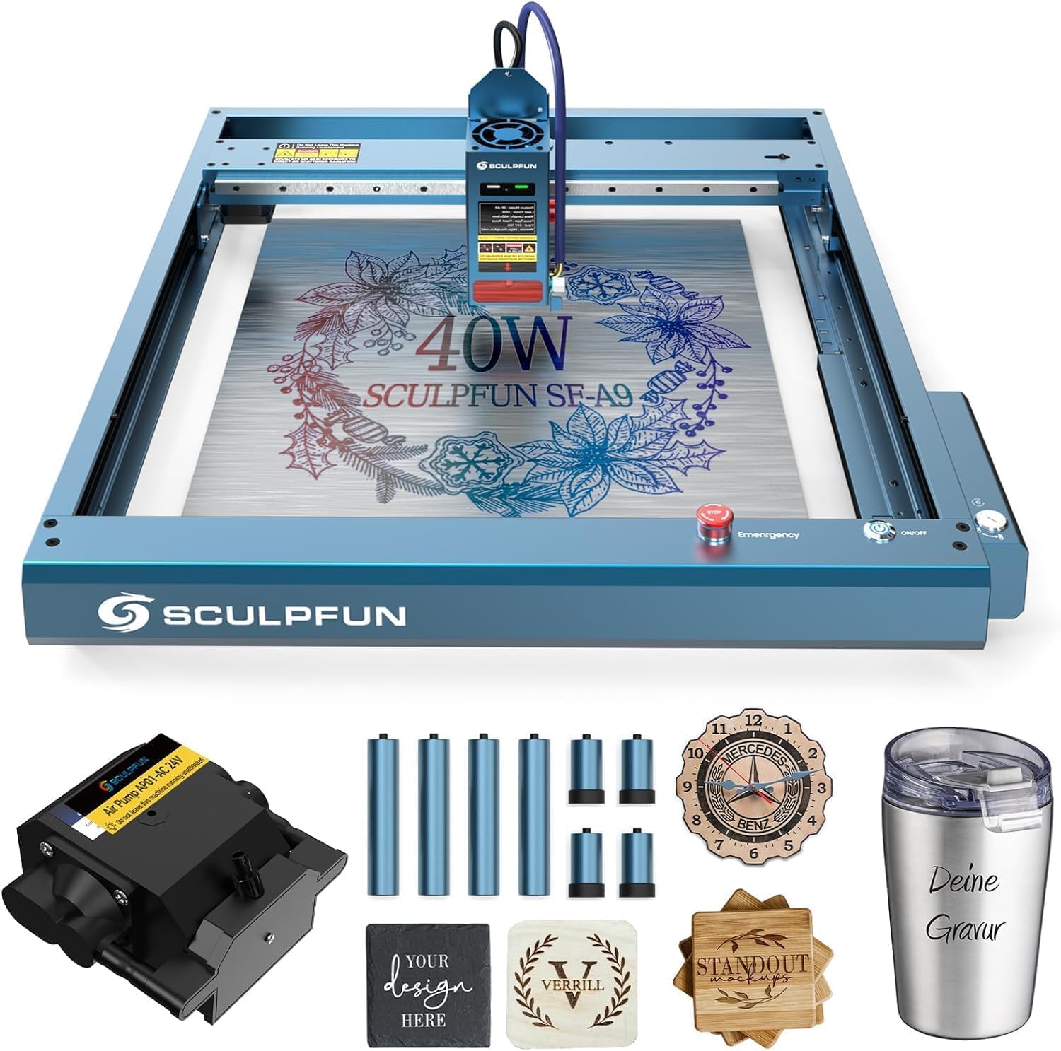 SCULPFUN SF-A9 Gravador a Laser, Cortador a Laser CNC com Potência